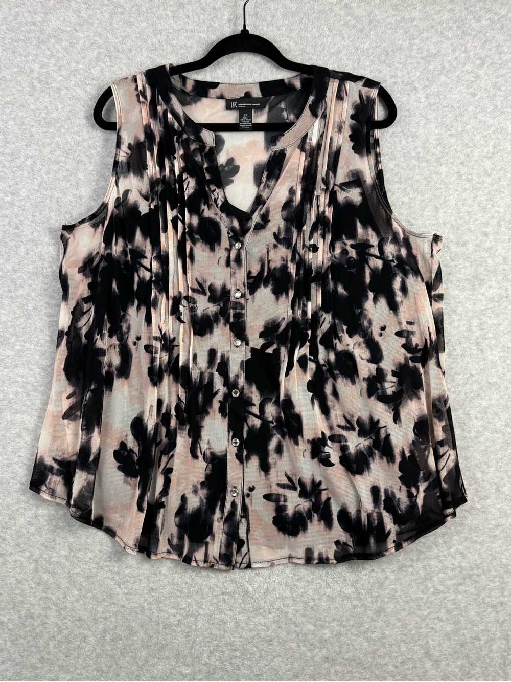 INC International Concepts 2X Sleeveless Floral Mesh Blouse with Cami